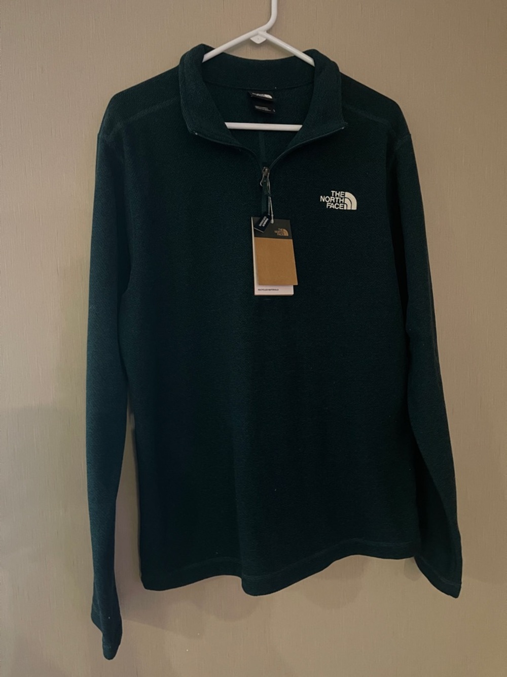 The North Face ponderosa Green Quarter-Zip Fleece Pullover textured cap rock